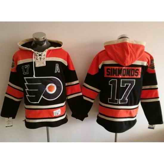 Men Philadelphia Flyers 17 Wayne Simmonds Black Sawyer Hooded Sweatshirt Stitched NHL Jersey